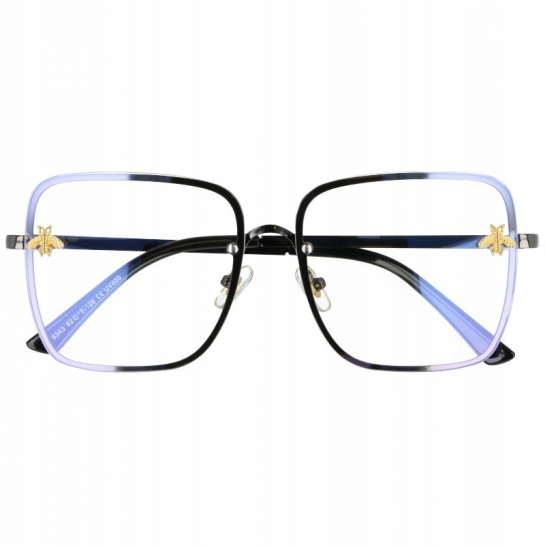 Okulary Kwadratowe z filtrem światła niebieskiego do komputera zerówki 2535-1
